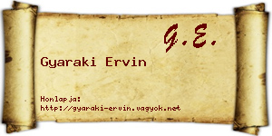 Gyaraki Ervin névjegykártya